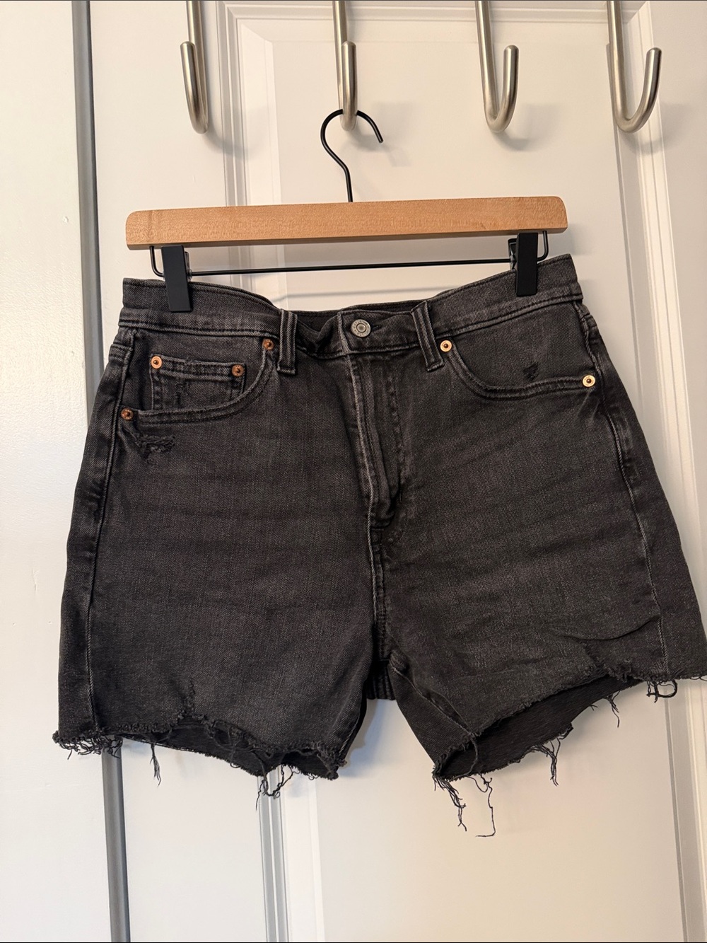 GAP Black Distressed Denim Jean Shorts